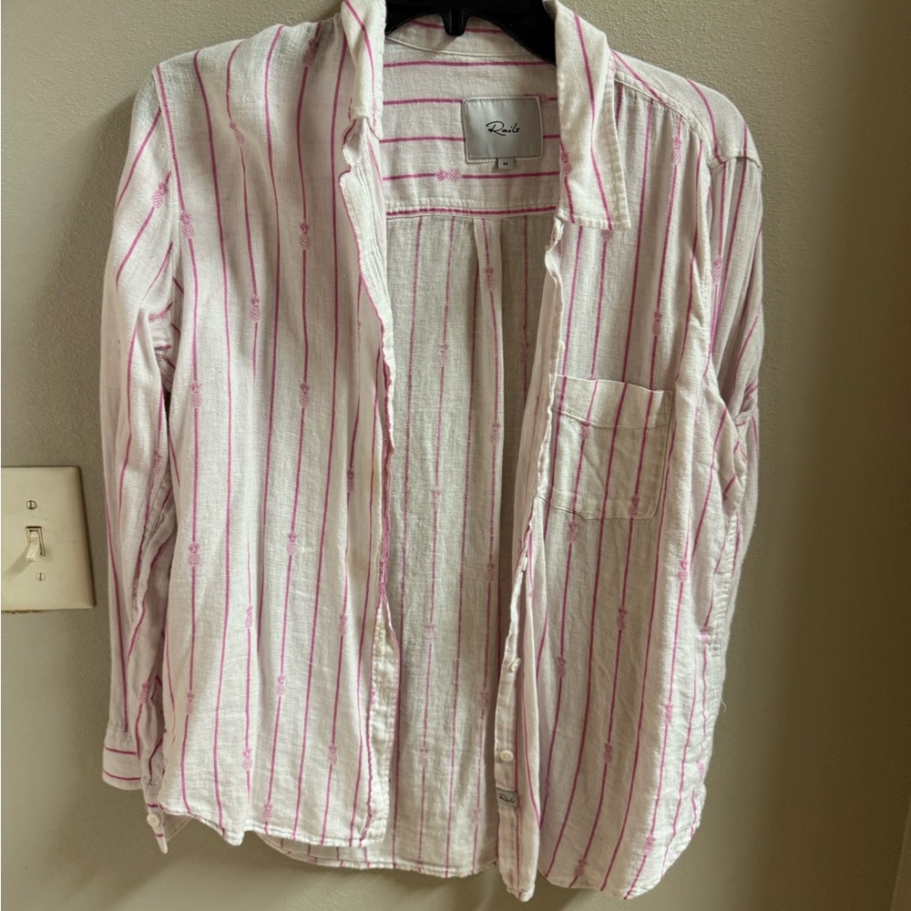 Rails White and Pink Striped Shirt